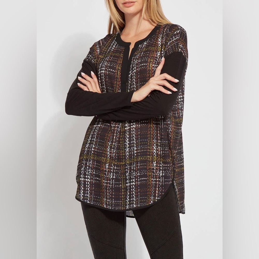 Lysse | Emily Mix Media Top | Mineral Plaid SZ S